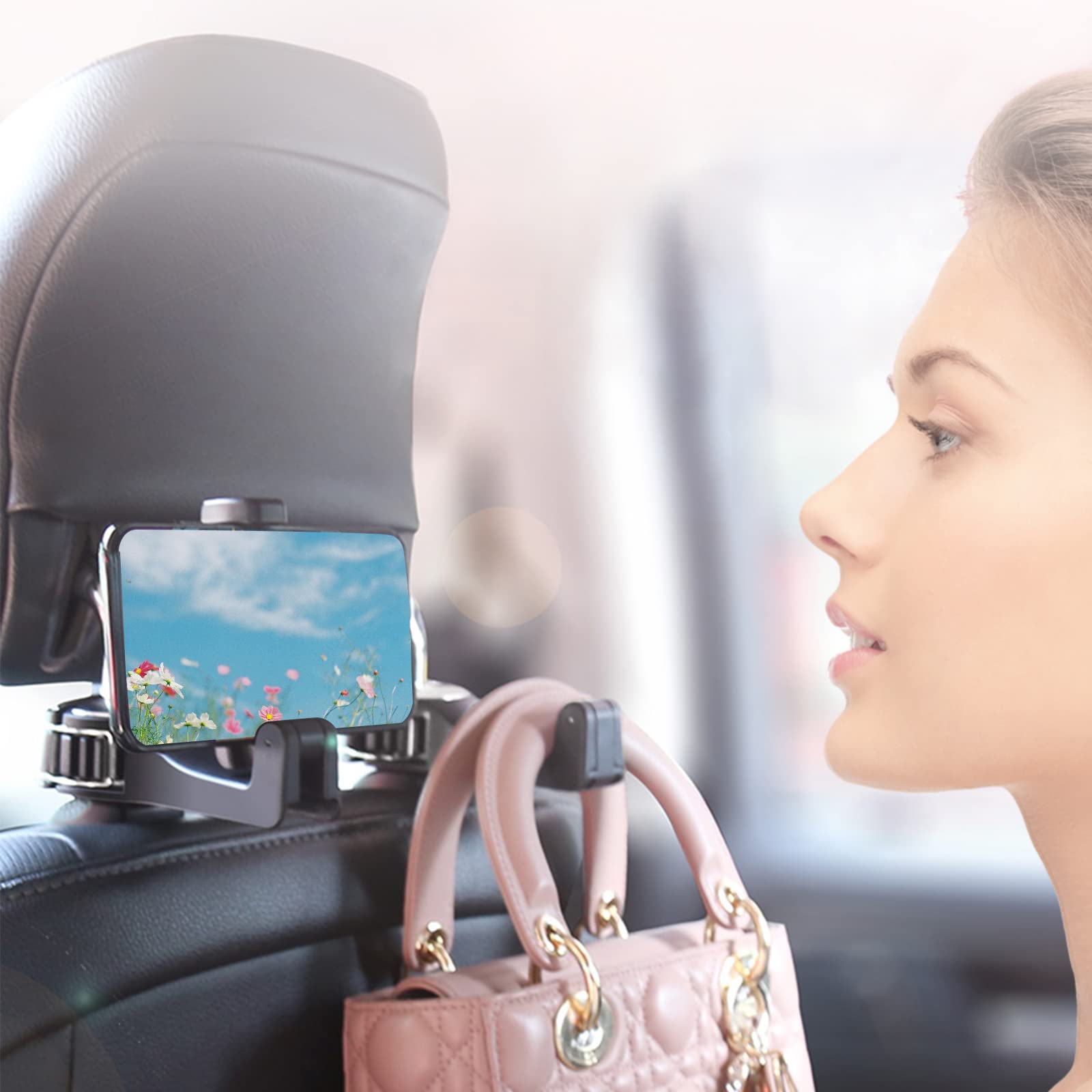 ZIBUYU Car Hooks for Hanging 2 in 1 Car Seat Hook with Phone Holder Under Backseat Headrest Hooks for Car Quick Snap Installation Phone Holder Car Hooks Back Seat, 6.5 inches Phones - 2 Pcs ZIBUYU Car Hooks for Hanging 2 in 1 Car Seat Hook with Phone Holder Under Backseat Headrest Hooks for Car Quick Snap Installation Phone Holder Car Hooks Back Seat, 6.5 inches Phones - 2 Pcs